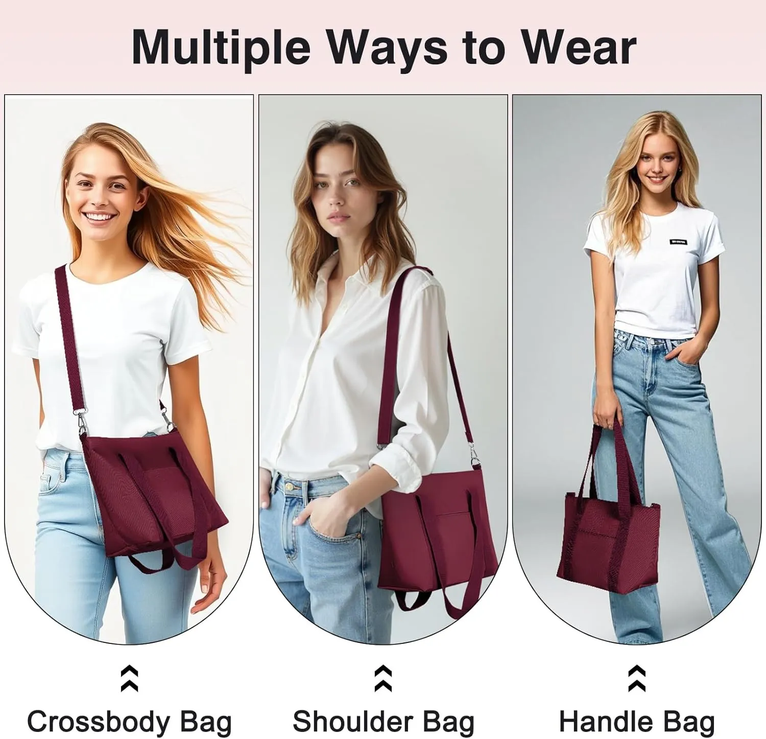 Geestock Small Tote Bag for Women with Zipper, Cute Casual Tote Purse Bag, Waterproof Top Handle Shoulder Crossbody Handbag
