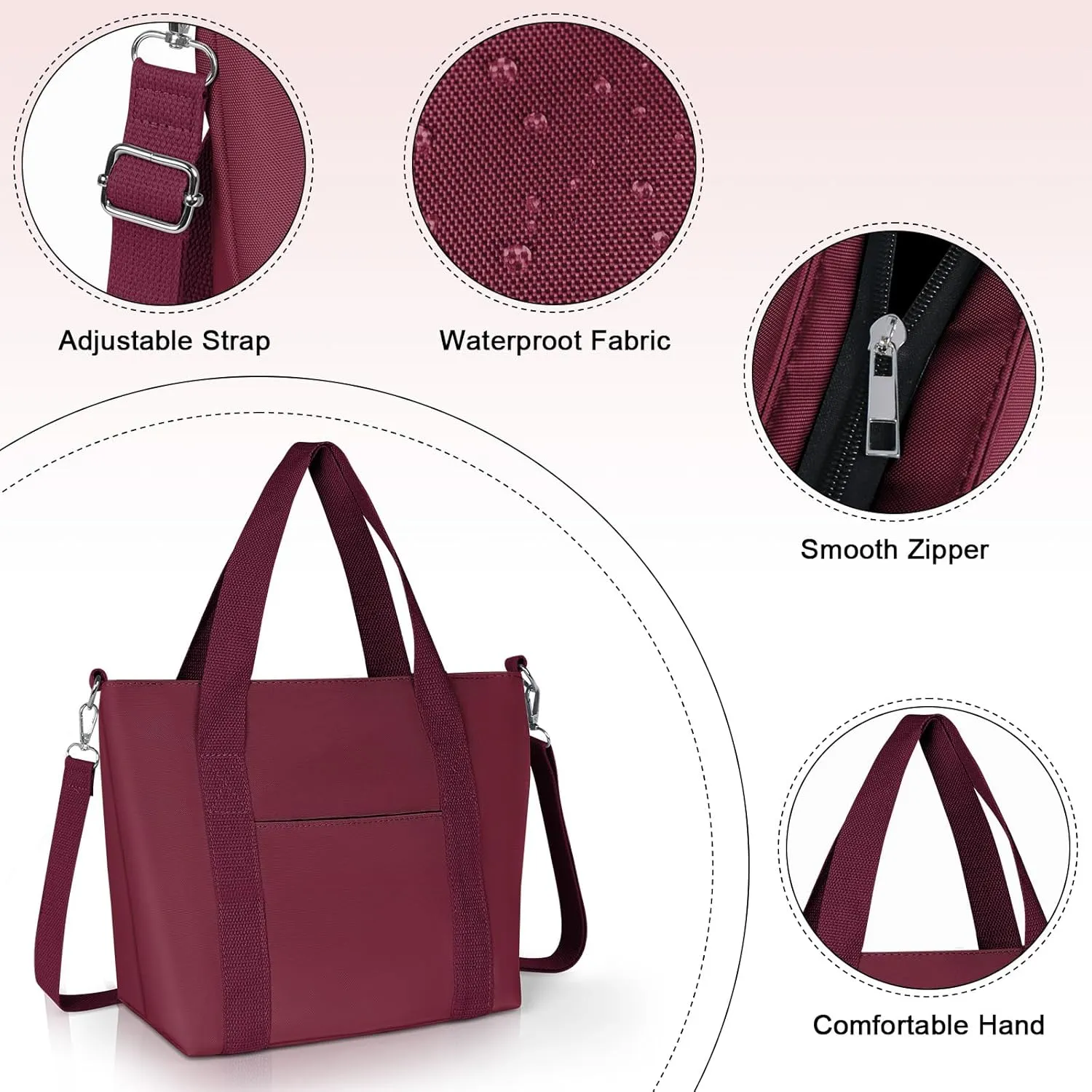 Geestock Small Tote Bag for Women with Zipper, Cute Casual Tote Purse Bag, Waterproof Top Handle Shoulder Crossbody Handbag