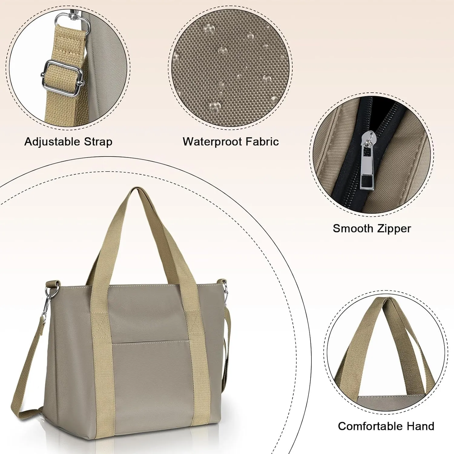 Geestock Small Tote Bag for Women with Zipper, Cute Casual Tote Purse Bag, Waterproof Top Handle Shoulder Crossbody Handbag