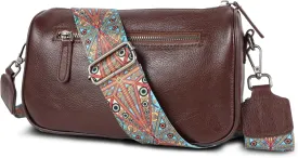 Genuine Leather crossbody bag for Women-Leather purse Shoulder Handbag with Bohemian wide strap
