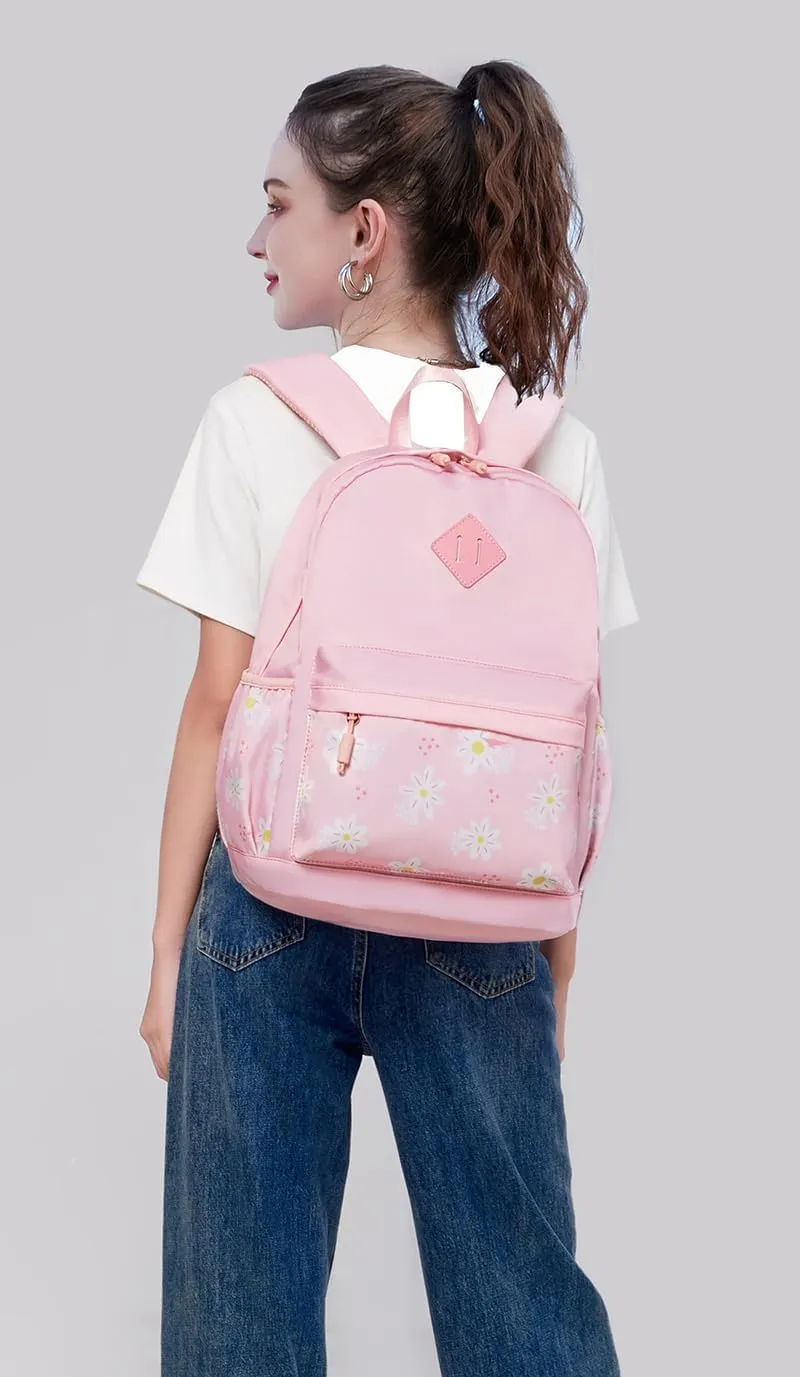 girls Backpack for School Women Backpacks for Travel Floral Lightweight Cute Toddler Schoolbag Bookbag Water Resistant Carry on Laptop Back pack Flower Daypack