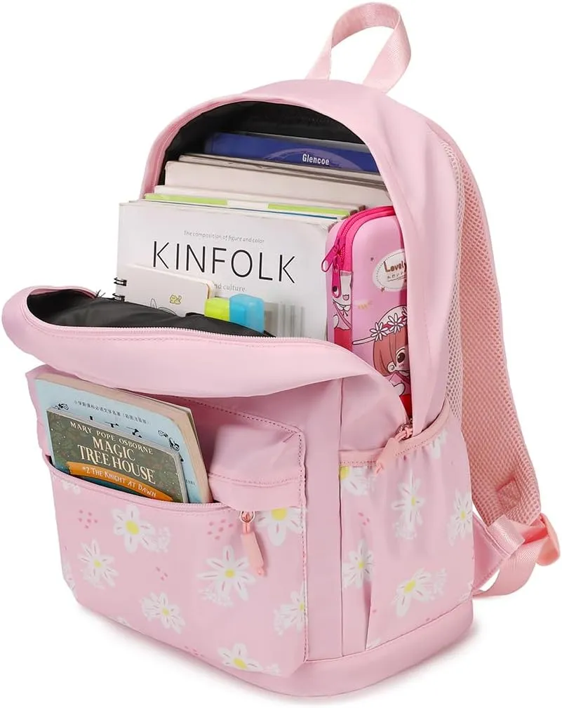 girls Backpack for School Women Backpacks for Travel Floral Lightweight Cute Toddler Schoolbag Bookbag Water Resistant Carry on Laptop Back pack Flower Daypack