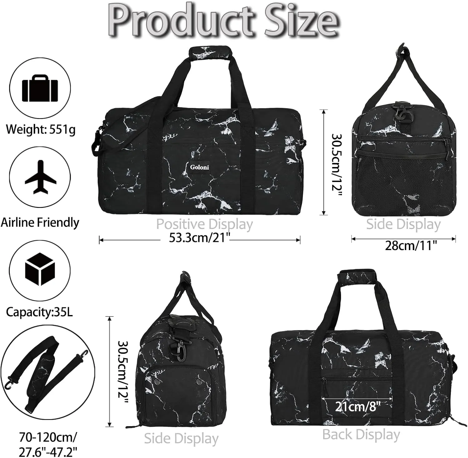 Goloni Cute Duffle Bag for Women, Gym Bag with Shoe Compartment, Lightweight Weekend Travel Duffel Bag,Overnight Bag with Wet Pocket