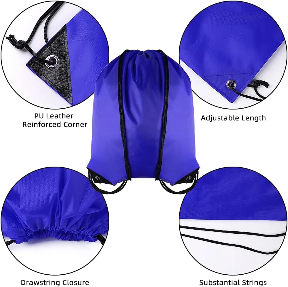 GoodtoU 40 Pack Drawstring Backpacks Bulk - Waterproof Nylon Cinch Bags for School, Gym, Homeless Care Packages (10 Colors) - Lightweight Reusable Sports Sack for Kids & Adults