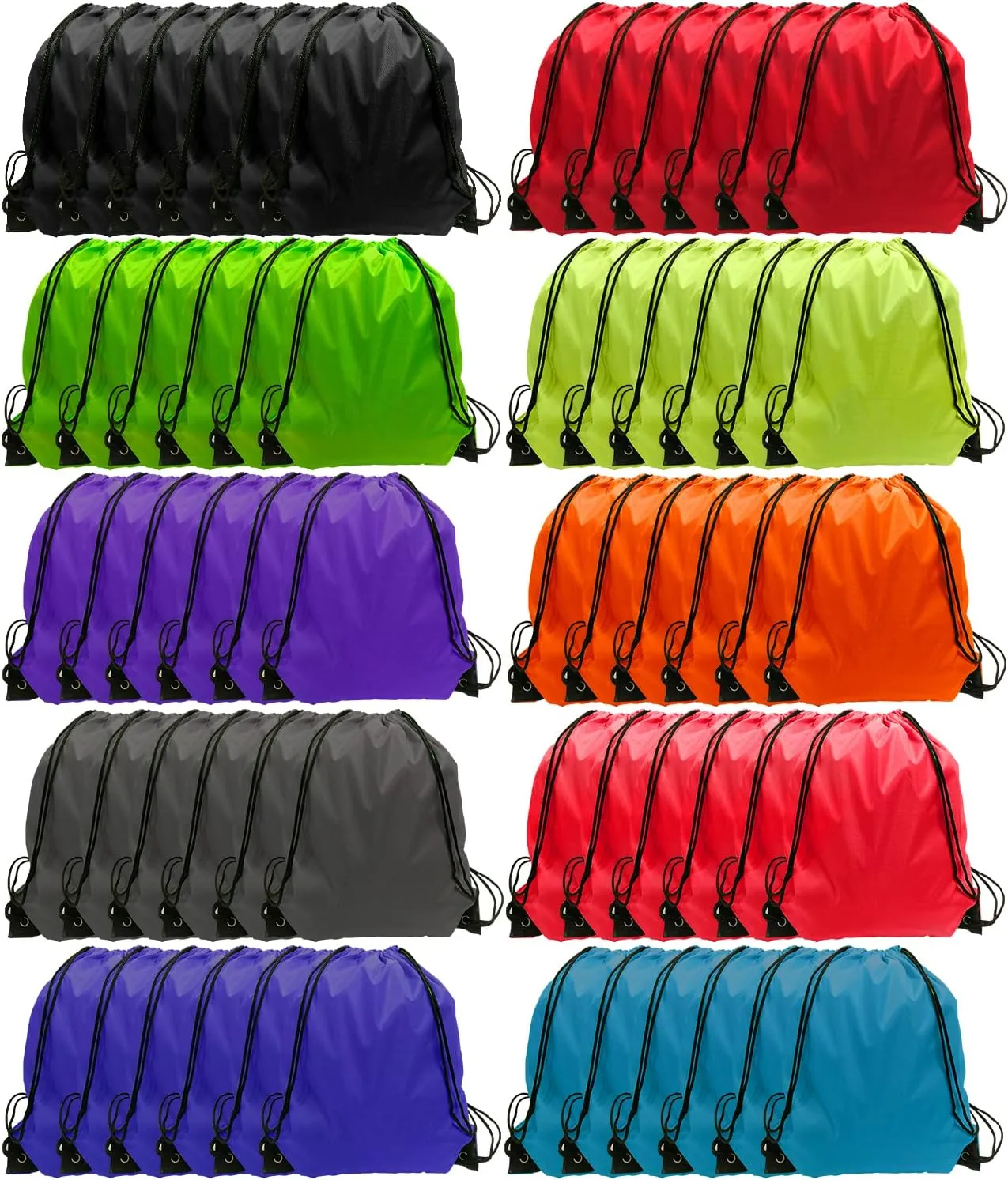 GoodtoU Drawstring Backpack Bulk, 60 Pcs Draw String Bags Cinch Bag Drawstring Gym Bag Sackpack Drawstring Bags for Women Men, 10 Colors