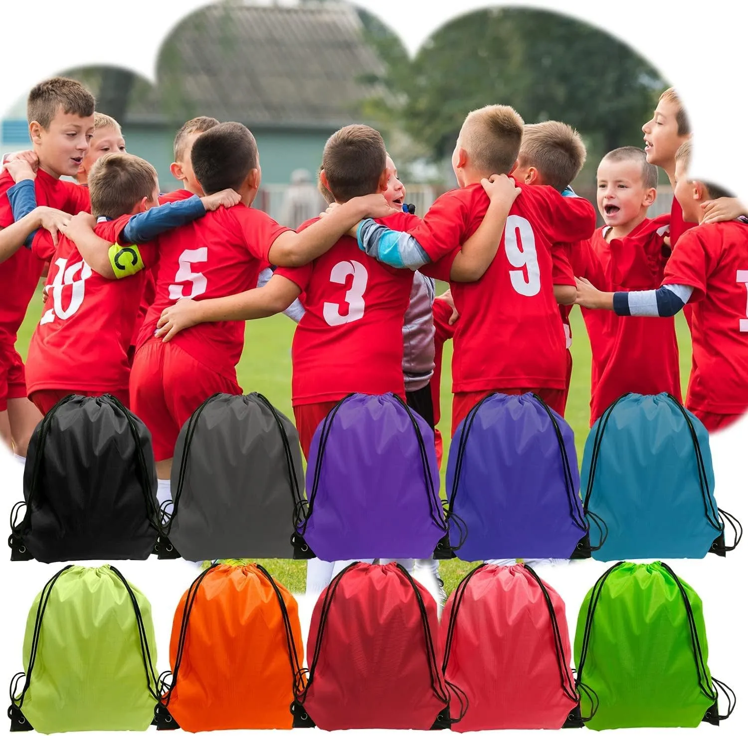 GoodtoU Drawstring Backpack Bulk, 60 Pcs Draw String Bags Cinch Bag Drawstring Gym Bag Sackpack Drawstring Bags for Women Men, 10 Colors