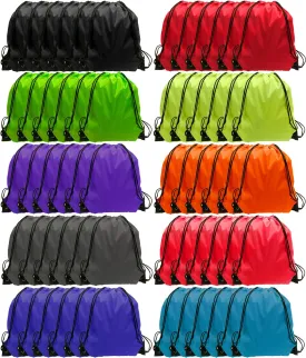 GoodtoU Drawstring Backpack Bulk, 60 Pcs Draw String Bags Cinch Bag Drawstring Gym Bag Sackpack Drawstring Bags for Women Men, 10 Colors