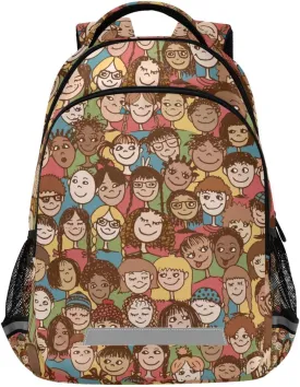 Graffiti Diverse Cultural Kids School Backpack For Kids Boys Girls Children,Lightweight Laptop Backpack with Chest Strap & Reflective Strips,13.5L Water-Resistant Student Teenagers Bookbags Travel Ba