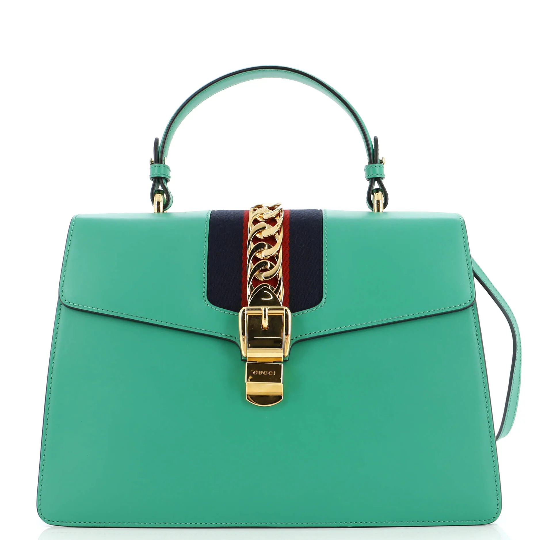 GUCCI Sylvie Top Handle Bag Leather Large