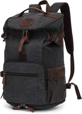 Gym Duffle Bag Backpack 4-Way Vintage canvas with Shoes Compartment for travel Sport Hiking laptop (Vintage black)