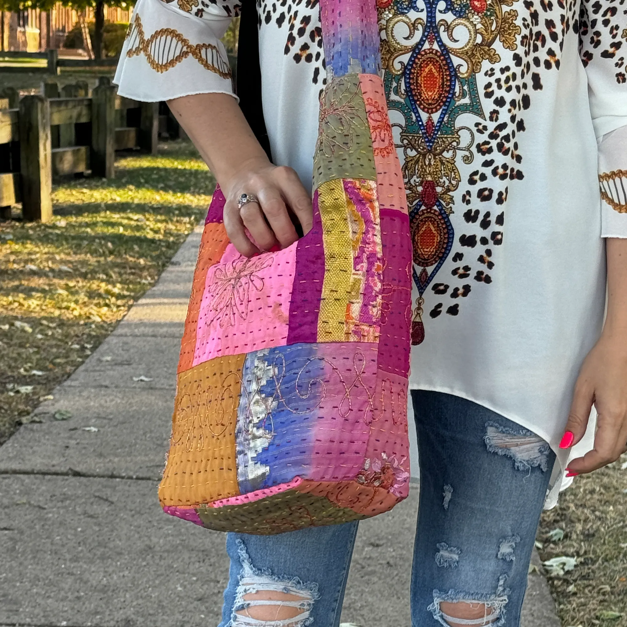 Handcrafted Wildflower Boho Shoulder Bag