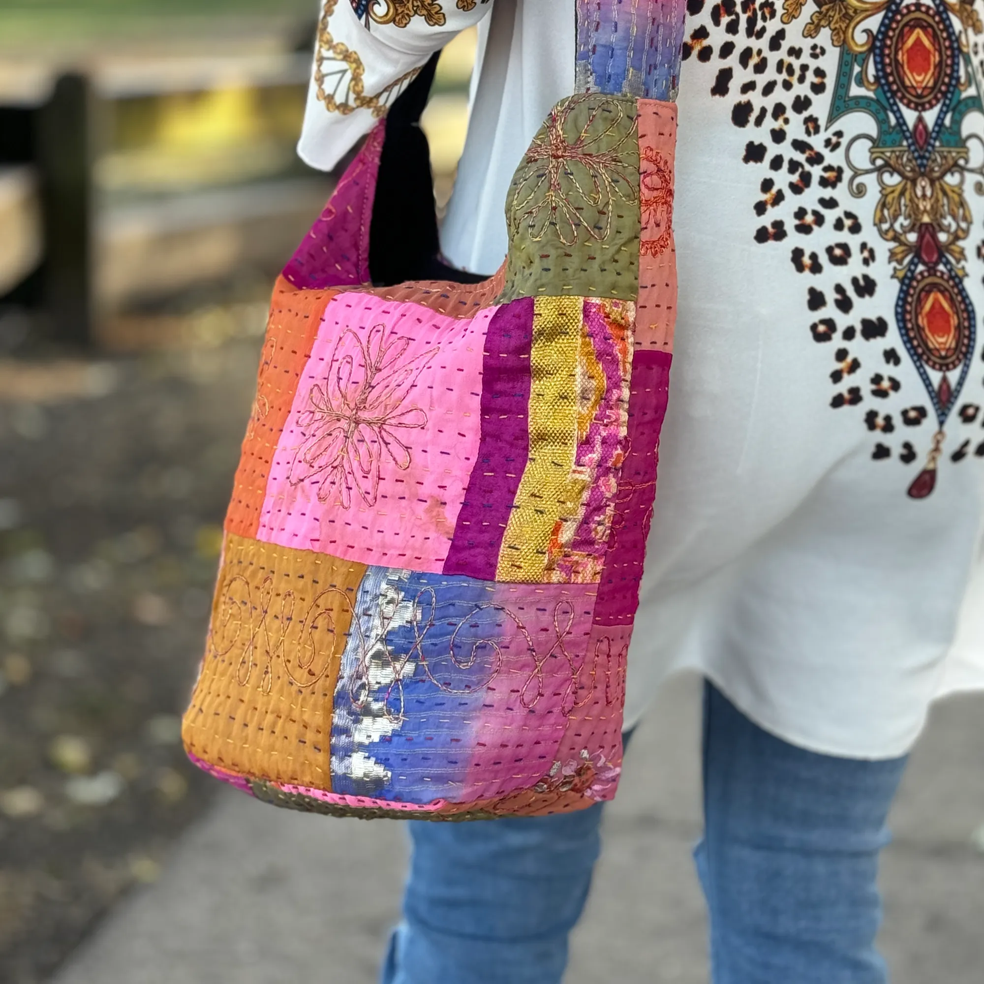 Handcrafted Wildflower Boho Shoulder Bag