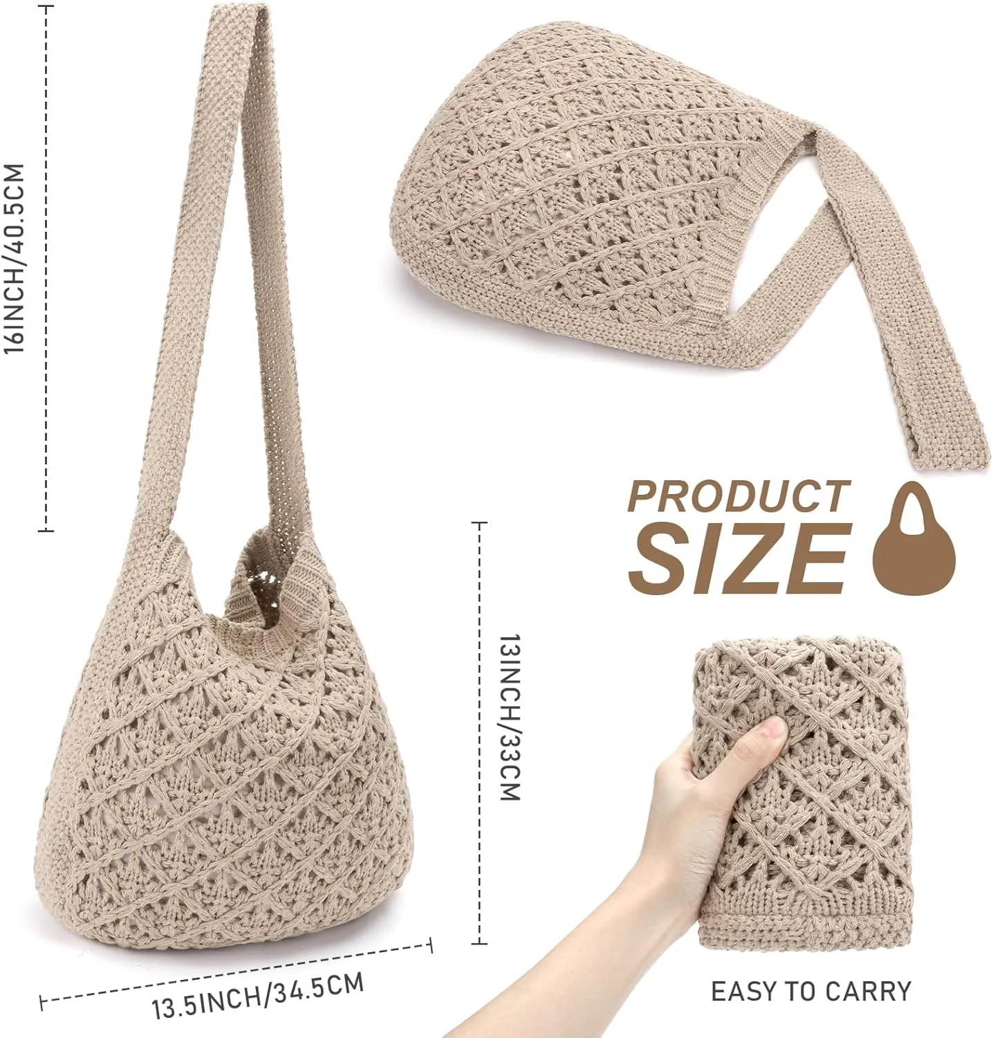 Hatisan Women's Crochet Tote Bags - Large Aesthetic Knit Shoulder Handbags