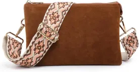 JEN & CO. Izzy Vegan Leather Crossbody Bags Clutch Purses Wristlet Wallet Shoulder Handbag with Guitar Strap for Women