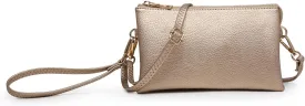 JEN & CO. Riley Vegan Leather Small Crossbody Bags Wristlet Wallets Clutch Purses Shoulder Handbag for Women, Champagne