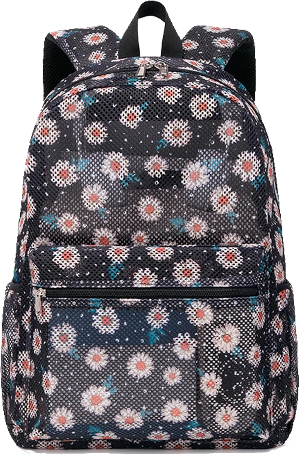 Jumpopack Mesh Backpack for Girls Kids Semi-Transparent Mesh School Backpack Bookbag Lightweight See Through Backpack for Beach Gym Travel,Daisy