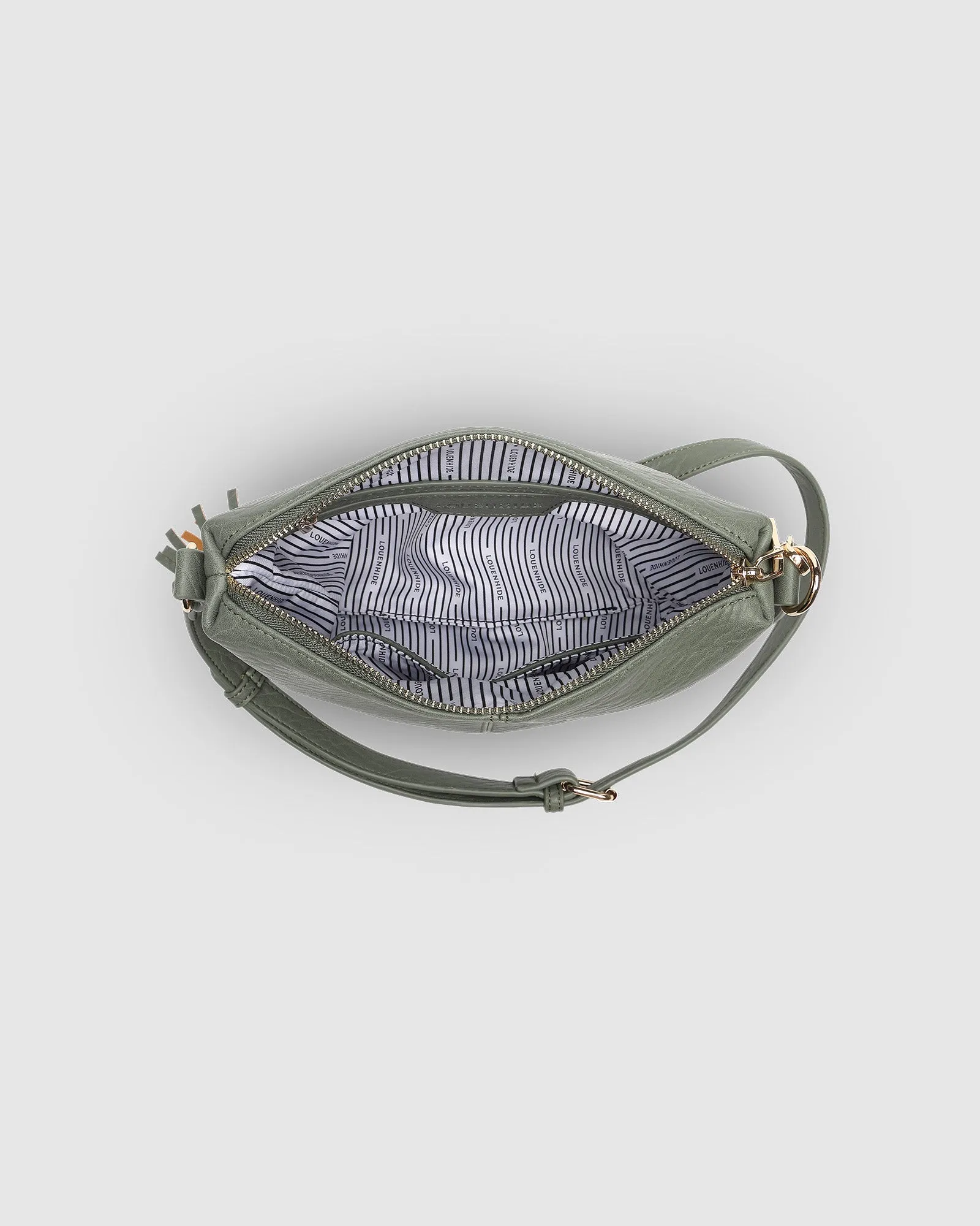 KASEY TEXTURED CROSSBODY BAG WITH LOGO STRAP LIGHT KHAKI