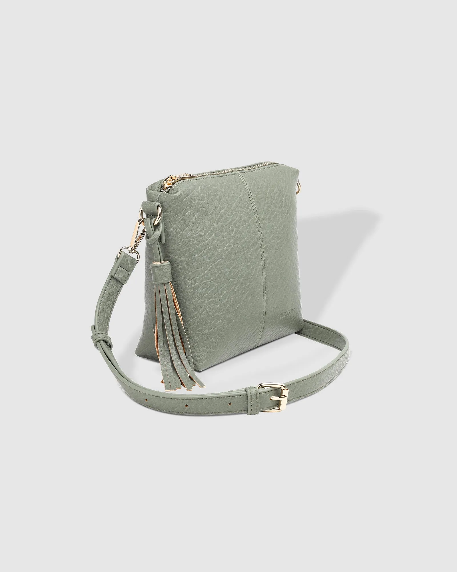 KASEY TEXTURED CROSSBODY BAG WITH LOGO STRAP LIGHT KHAKI