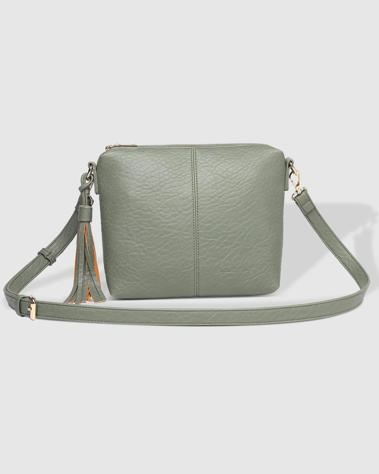 KASEY TEXTURED CROSSBODY BAG WITH LOGO STRAP LIGHT KHAKI