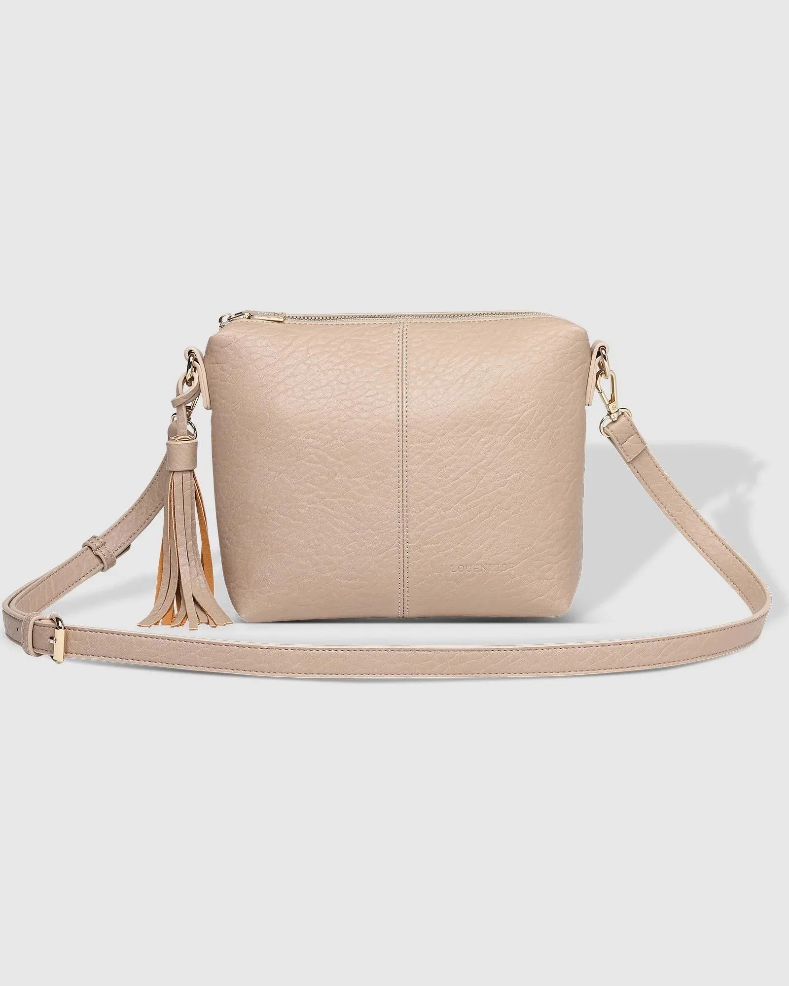 Kasey Textured Crossbody Bag With Logo Strap Putty