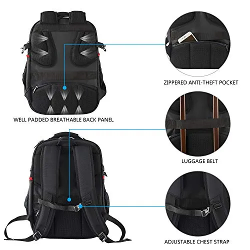 KROSER Travel Laptop Backpack 17.3 Inch XL Computer Backpack