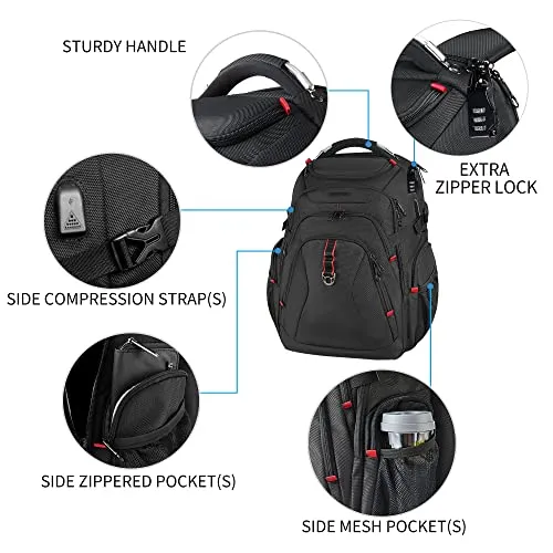 KROSER Travel Laptop Backpack 17.3 Inch XL Computer Backpack