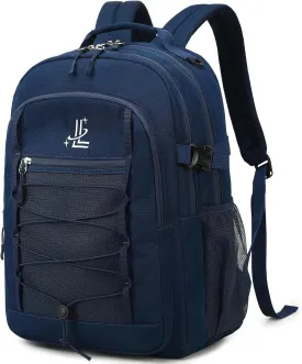 Lanola Basic Multi-Pocket Multipurpose Casual Backpack Water Resistant Bag for Business Travel Hiking Daypack - Dark Blue