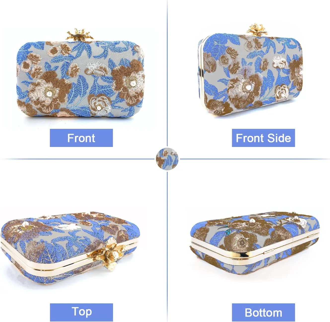 Lanpet Women's Embroidery Beaded Clutch Evening Bags Vintage Purses for Formal Party Wedding