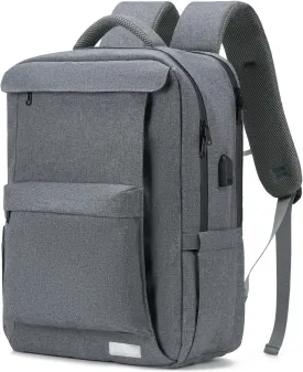 Laptop Backpack for Women Men,Work Commuter Travel Business Backpack with Laptop Compartment,College Computer Casual Daypack, Book Bags,17 Inch Gray
