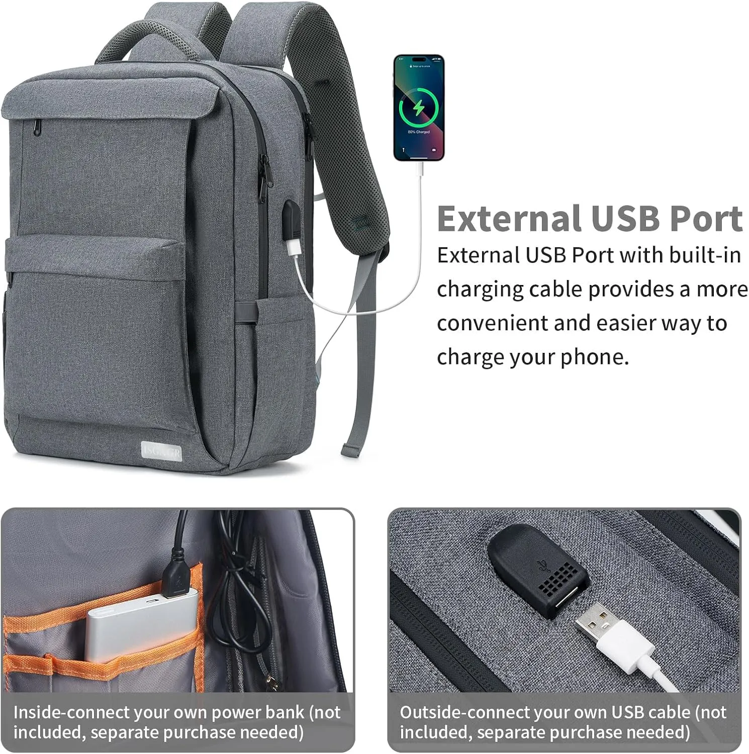 Laptop Backpack for Women Men,Work Commuter Travel Business Backpack with Laptop Compartment,College Computer Casual Daypack, Book Bags,17 Inch Gray