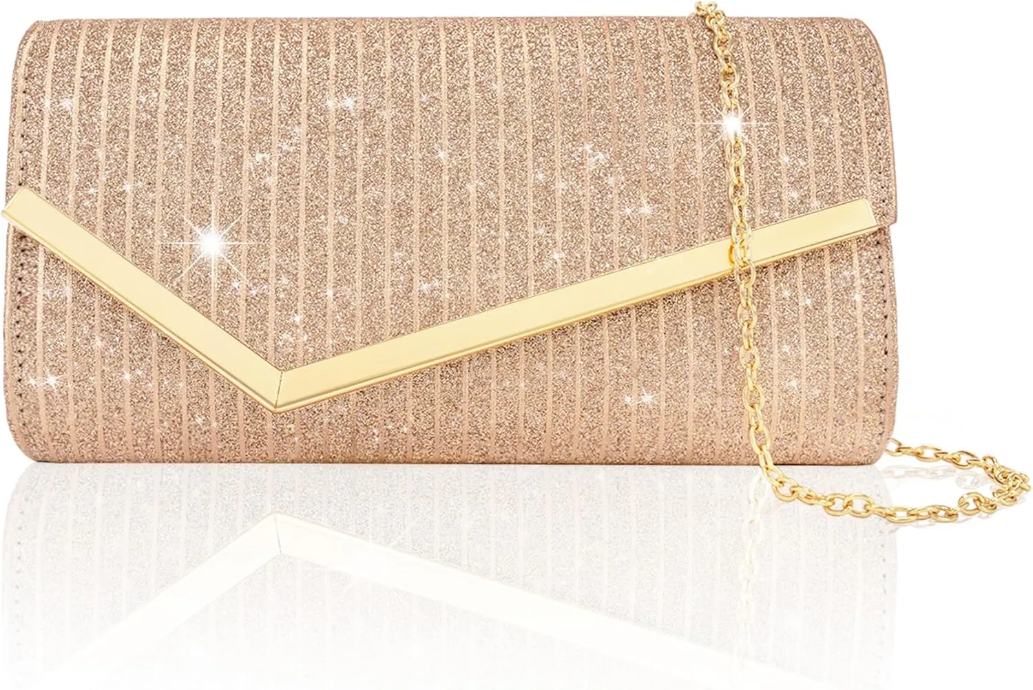 Larcenciel Clutch Purses for Women, Shiny Pleated Sequin Envelope Evening Bags for Mother's Day Gifts Party Prom