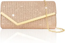 Larcenciel Clutch Purses for Women, Shiny Pleated Sequin Envelope Evening Bags for Mother's Day Gifts Party Prom
