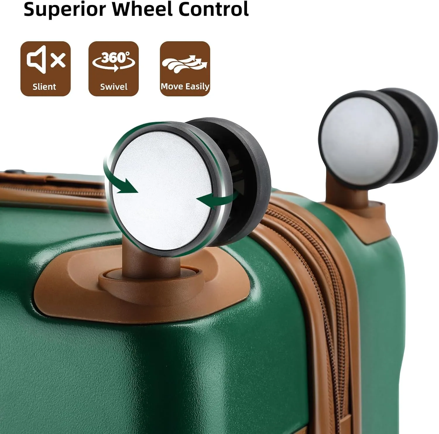 LARVENDER Luggage Sets 3 Piece, Expandable Carry on Luggage 22x14x9 Airline Approved Hardshell Suitcases with Spinner Wheels TSA Lock, Vintage Rolling Luggage for Men and Women, Green