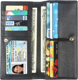 Lavemi Ultra Slim Thin Leather Women Wallet RFID Blocking Credit Card Holder Bifold Long Ladies Billfold