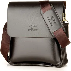 Leather Messenger Sling Crossbody Shoulder Bag for Men Travel Work Business Magnetic Buckle Adjustable straps