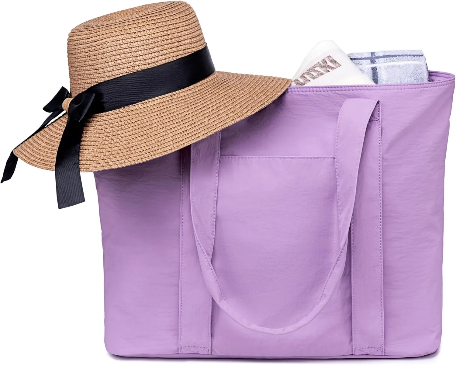 LEDAOU Beach Bags for Women, Beach Bags Waterproof Sandproof, Packable Beach Tote Bag with Zipper Travel Sports