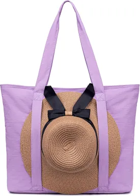 LEDAOU Beach Bags for Women, Beach Bags Waterproof Sandproof, Packable Beach Tote Bag with Zipper Travel Sports