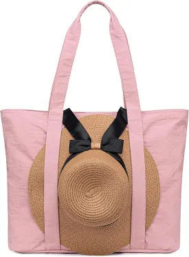 LEDAOU Beach Bags for Women, Beach Bags Waterproof Sandproof, Packable Beach Tote Bag with Zipper Travel Sports