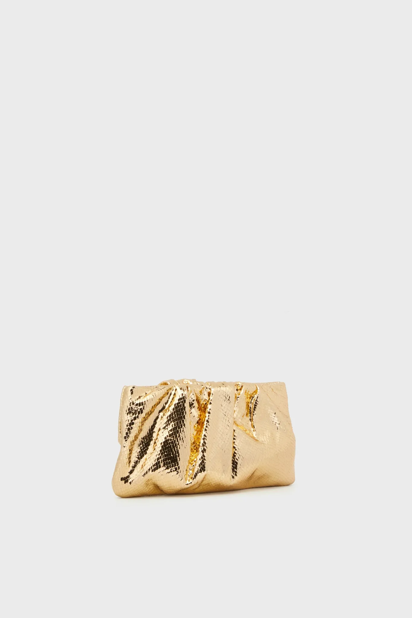 Light Gold Embossed Snake Serena Clutch