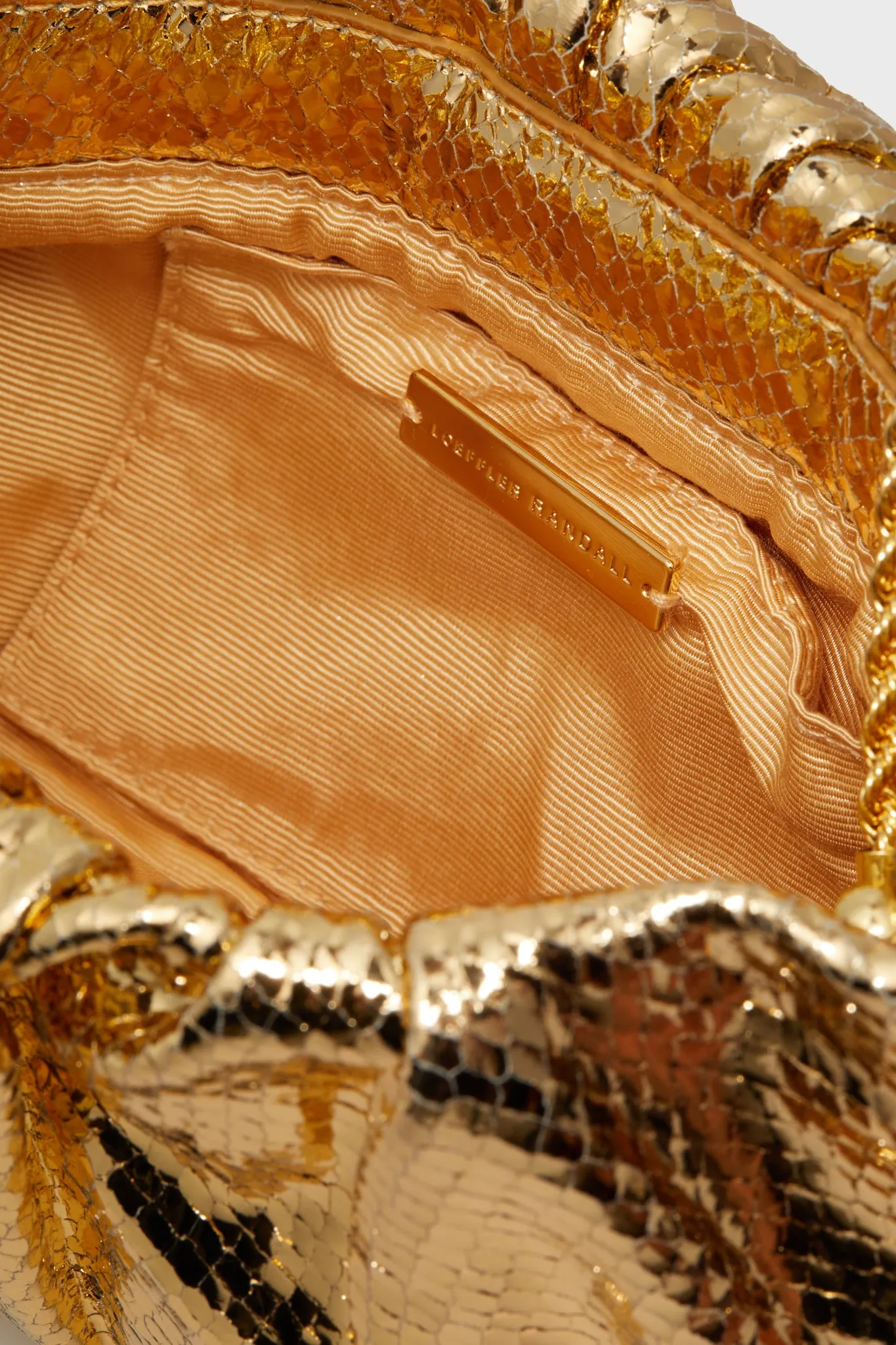 Light Gold Embossed Snake Serena Clutch