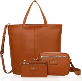LONDON FOG - Women's Tote Bag, Crossbody Bag, and Wallet 3-Piece Set | Faux Leather | Purse Set for Work, Travel, & Outings