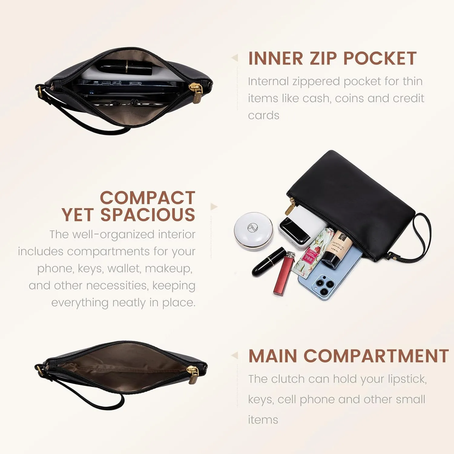 LOVEVOOK 15.6 Inch Laptop Bag for Women With Clutch - Vintage Leather Tote, Computer Purse, Briefcase Shoulder Handbag for Business Office Teacher