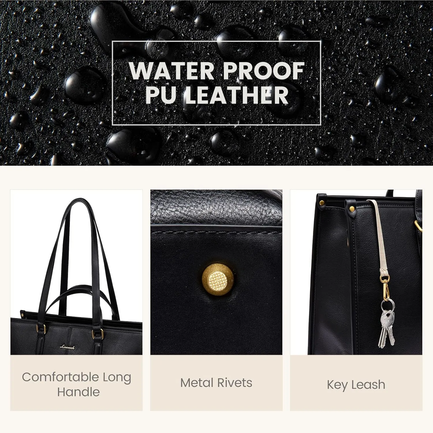 LOVEVOOK 15.6 Inch Laptop Bag for Women With Clutch - Vintage Leather Tote, Computer Purse, Briefcase Shoulder Handbag for Business Office Teacher