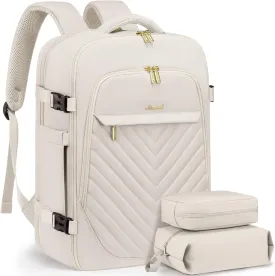LOVEVOOK Travel Backpack for Women, TSA Personal Item Backpack Travel Bag fits 17.3" Laptop, Carry on Backpack for Weekender Business Hiking, Beige