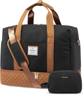 LOVEVOOK Travel Duffel Bag, 18inch Weekender Bags for Women with Shoe Compartment35L Carry on Overnight Bag with Toiletry Bag, Gym Duffel Bag with Wet Pocket, Hospital Bags for Labor and Deliver