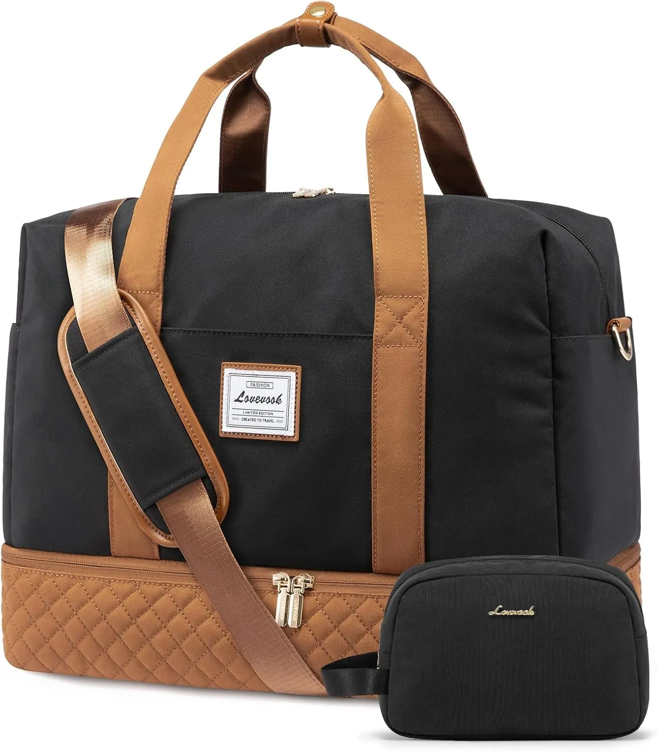 LOVEVOOK Travel Duffel Bag, 18inch Weekender Bags for Women with Shoe Compartment35L Carry on Overnight Bag with Toiletry Bag, Gym Duffel Bag with Wet Pocket, Hospital Bags for Labor and Deliver