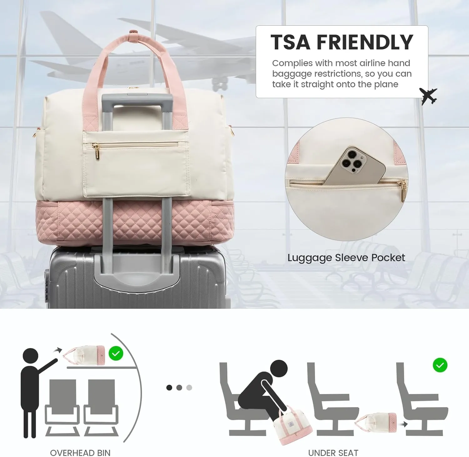 LOVEVOOK Travel Duffel Bag, 18inch Weekender Bags for Women with Shoe Compartment35L Carry on Overnight Bag with Toiletry Bag, Gym Duffel Bag with Wet Pocket, Hospital Bags for Labor and Deliver