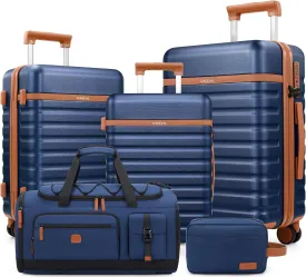 Luggage Sets 5 Piece, Polycarbonate Hardside Carry On Suitcase Set with Spinner Wheel TSA Lock, Suitcase set with Travel Bag for Women Men
