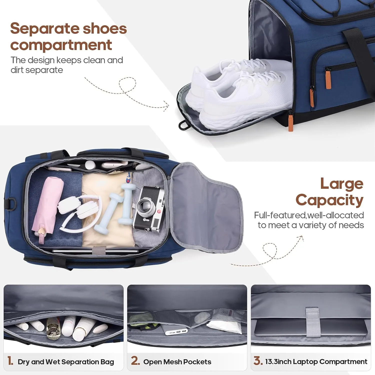 Luggage Sets 5 Piece, Polycarbonate Hardside Carry On Suitcase Set with Spinner Wheel TSA Lock, Suitcase set with Travel Bag for Women Men