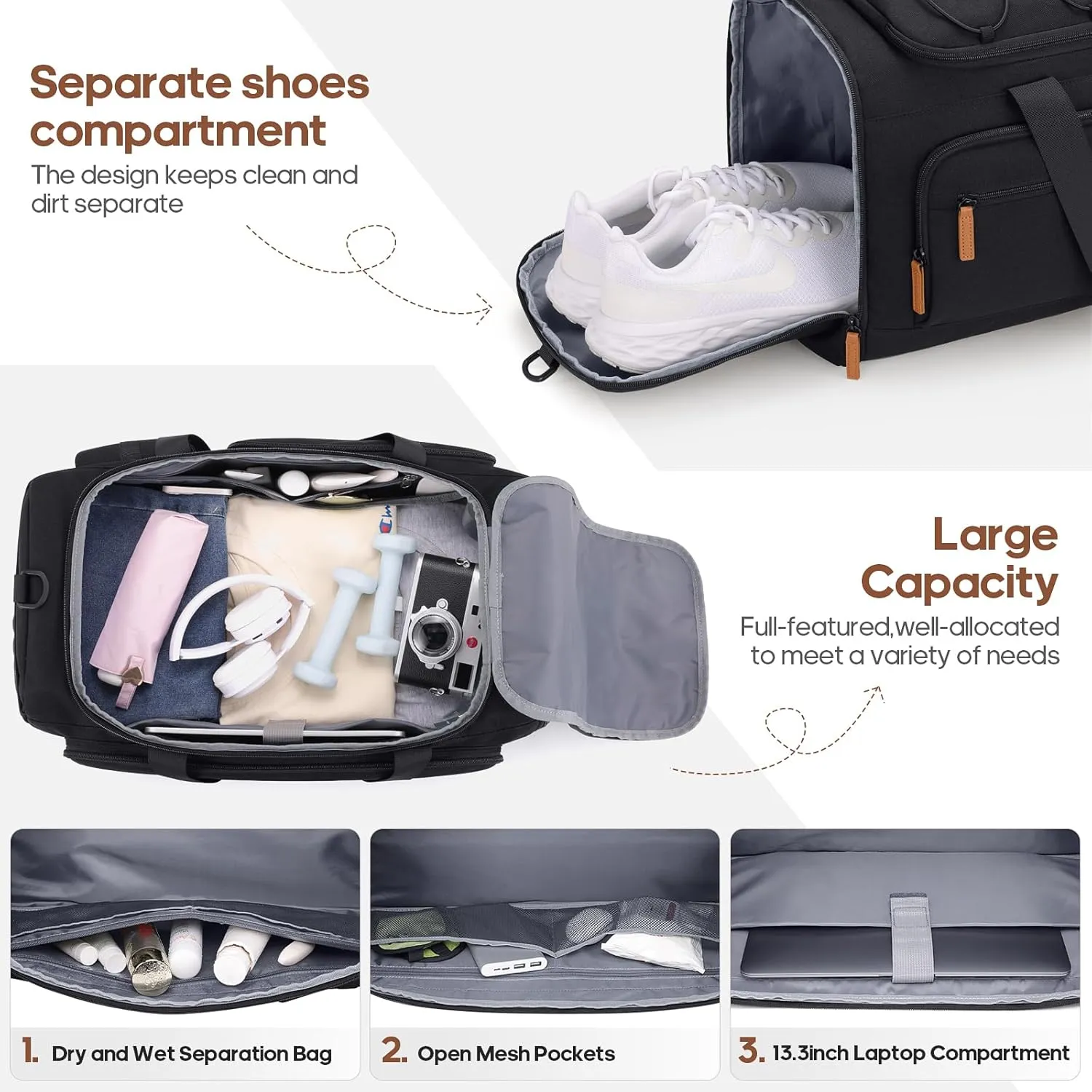 Luggage Sets 5 Piece,Polycarbonate Hardside Carry On Suitcase Set with Spinner Wheel TSA Lock, Suitcase set with Travel Bag for Women Men
